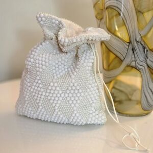 Elegant White Beaded Women's Bag